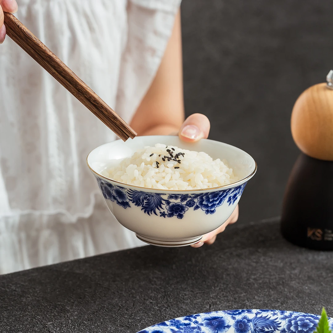 德化中国白羊脂玉餐具2025年新款高档轻奢高级感的青花陶瓷碗饭碗