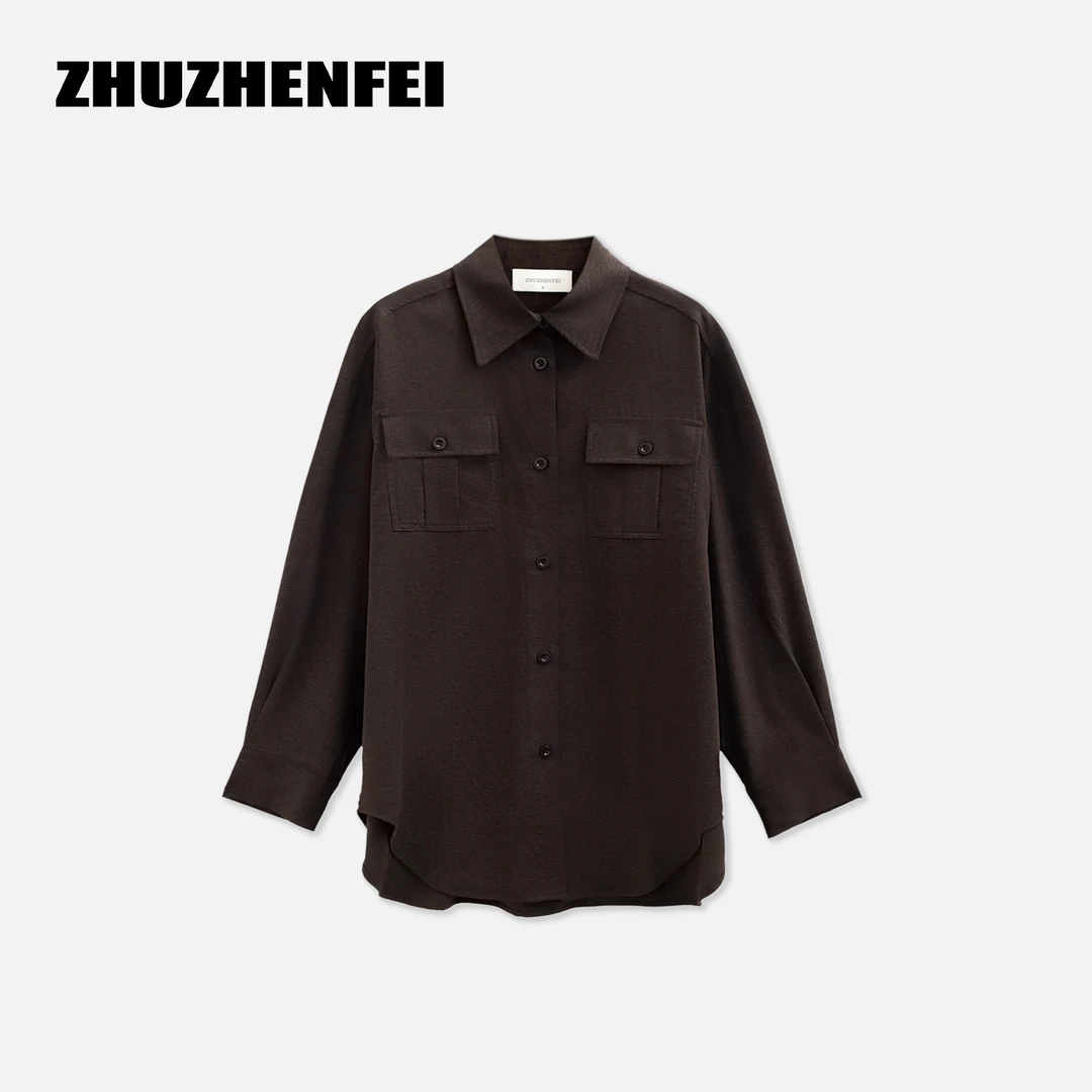 ZHUZHENFEI【放松时刻】时尚百搭休闲宽松翻领慵懒风衬衫Z353031