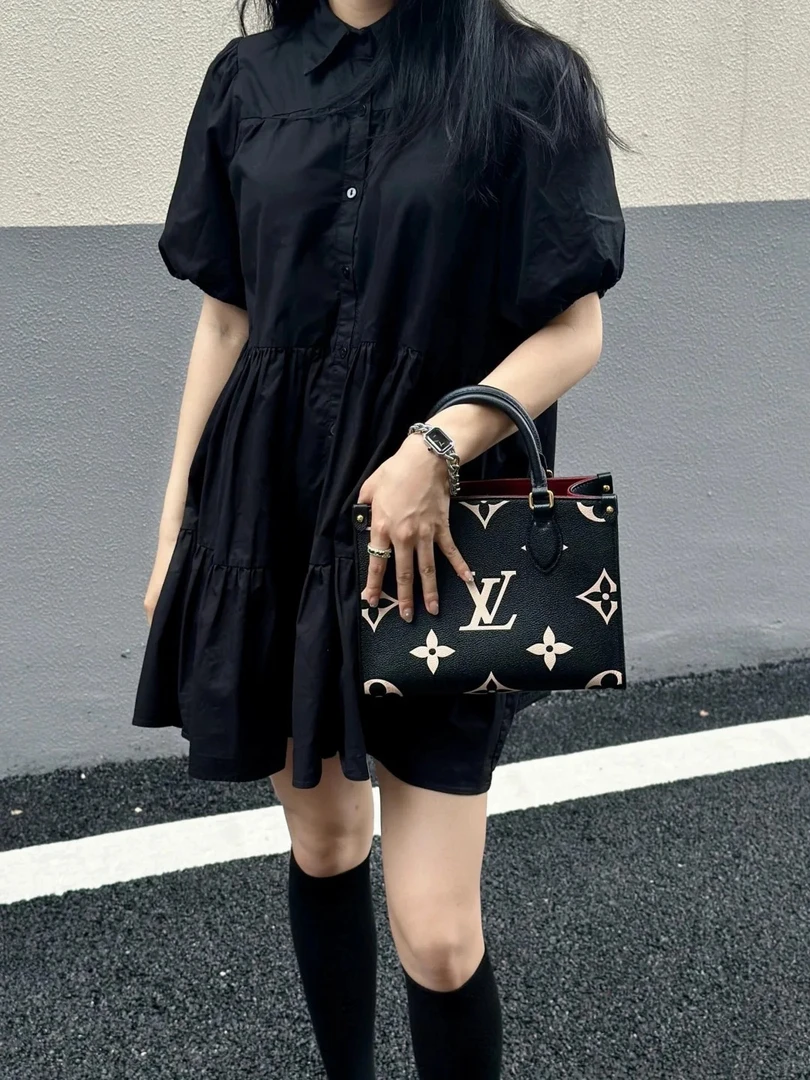 95新 LouisVuitton/路易威登 onthego pm黑白花/98新/优选