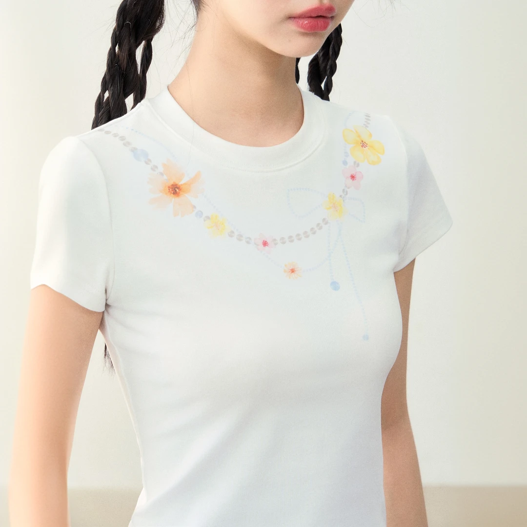 清umoumo乌蘑原创设计时尚印花夏季修身百搭T恤UMOTX12017