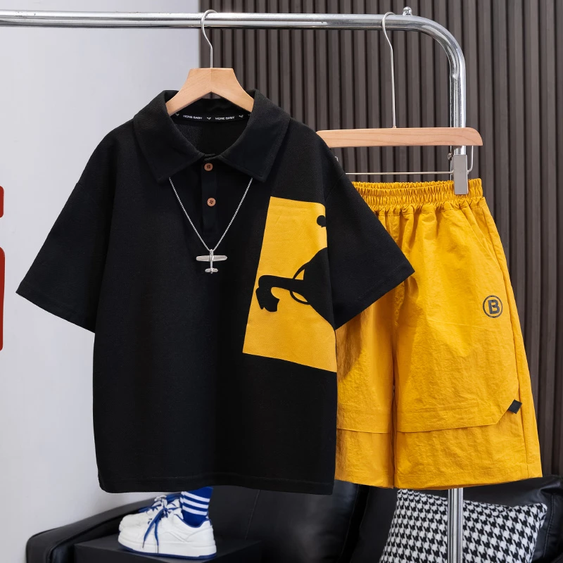 【马到成功】套装2025夏装男童短袖POLO衫中大童百搭T恤儿童潮款