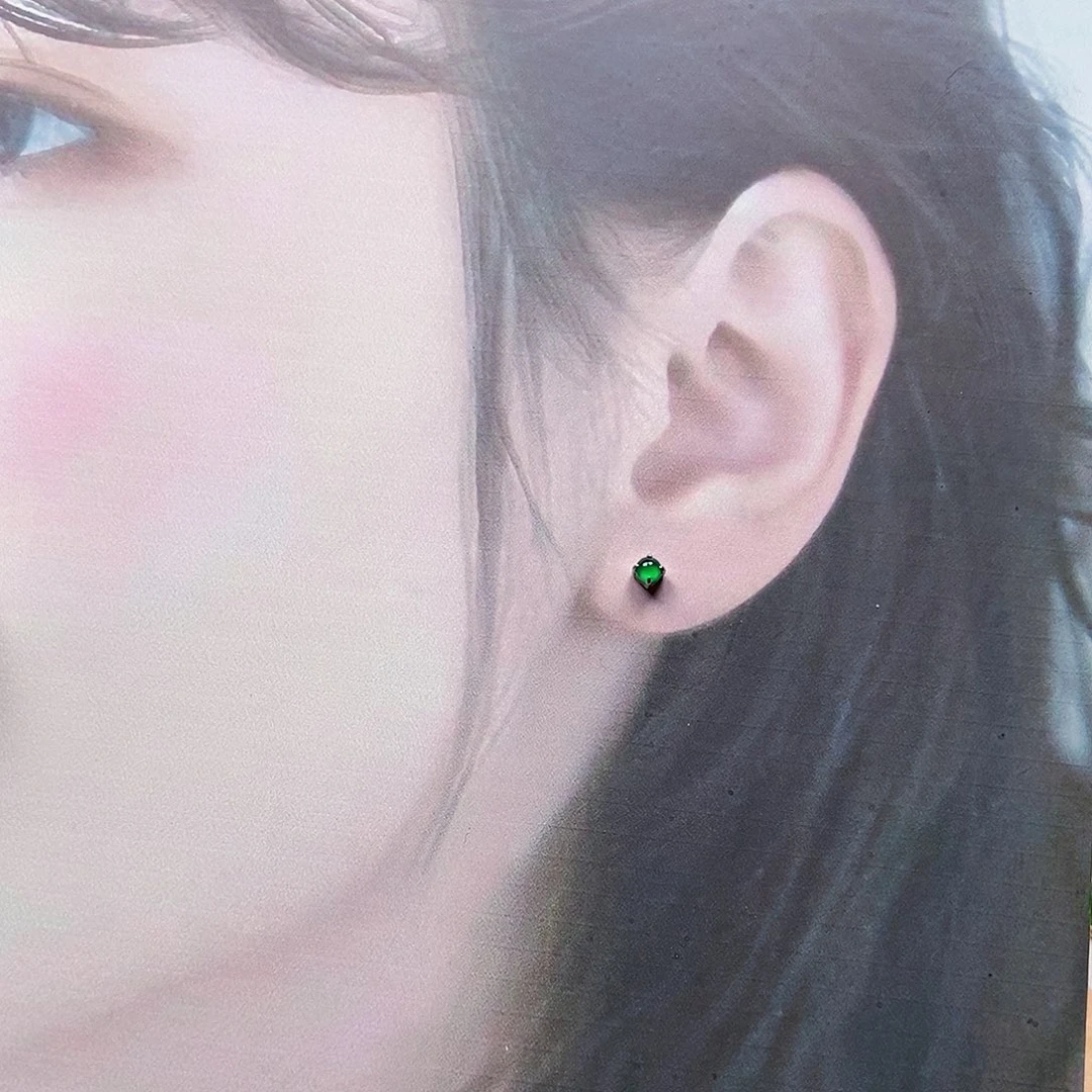 和田玉耳饰银S925镶嵌