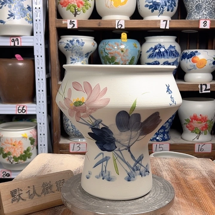 陶高脚荷花陶瓷陶瓷