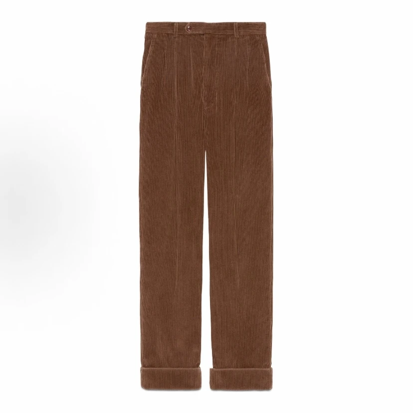 未使用 GUCCI/古驰 灯芯绒休闲裤 男款 棕色