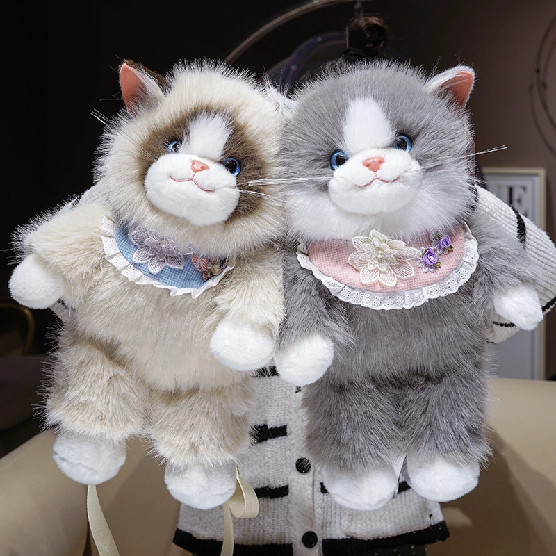 原创仿真布偶猫咪背包可爱玩偶包包双肩毛绒玩具送女友生生日礼物