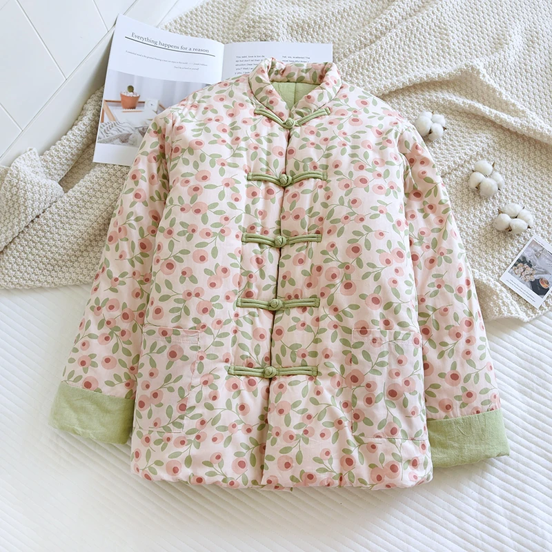 23 山东手工棉花衣新款中式国风盘扣手工纯袄冬季棉衣女成人棉服