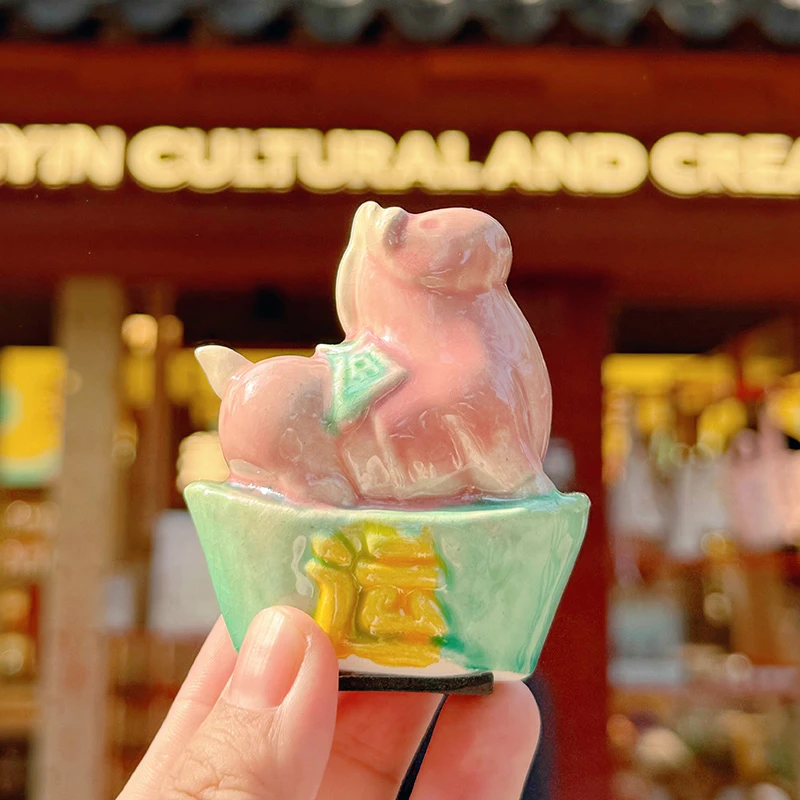 【马上好yun】文创三彩粉马伴手礼家居创意摆件 7090