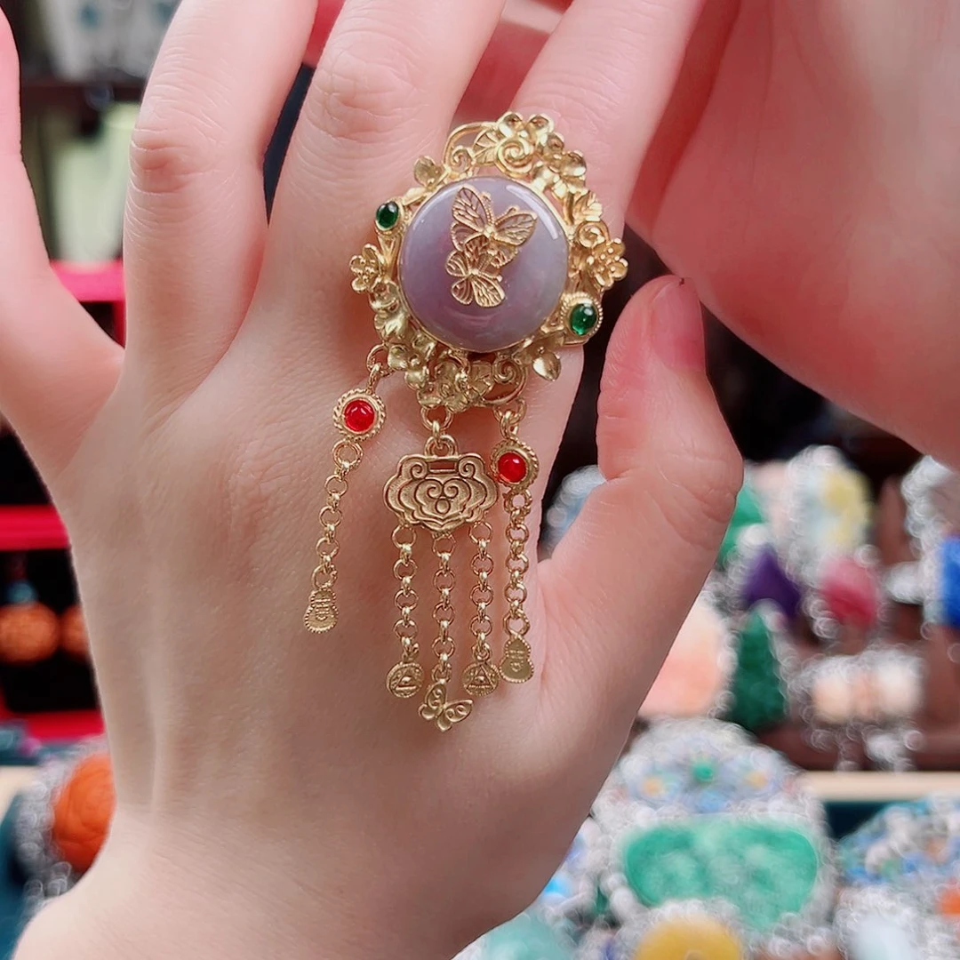 翡翠戒指银S925镶嵌，