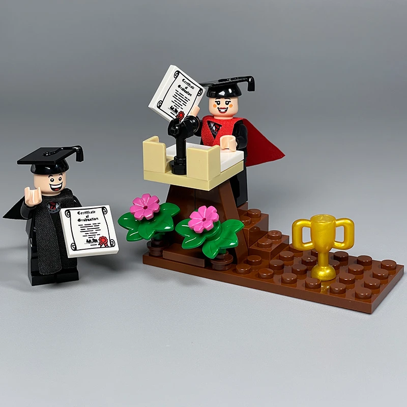MOC小颗粒积木礼堂演讲台会场主持司仪发言台毕业生领奖台DIY玩具