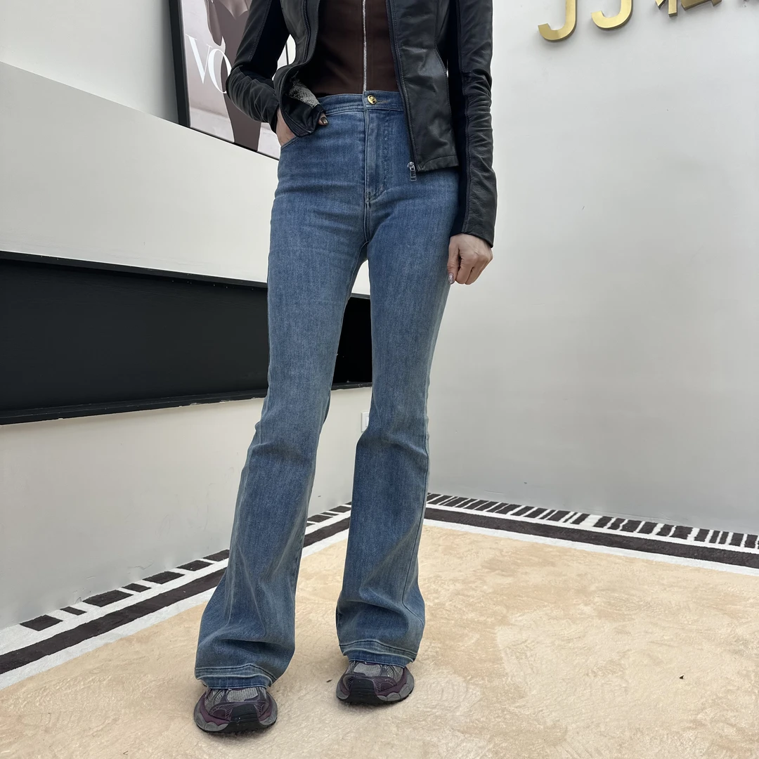 JJ Fashion 深圳高货精品修身浅蓝喇叭裤牛仔裤
