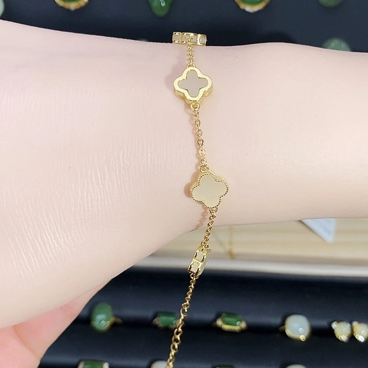 和田玉银S925镶嵌手链