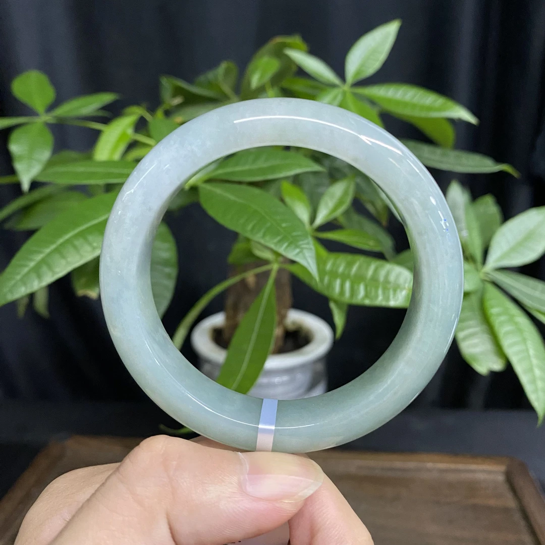 JXSZ-658 天然缅甸翡翠A货正圈手镯  圈口：56