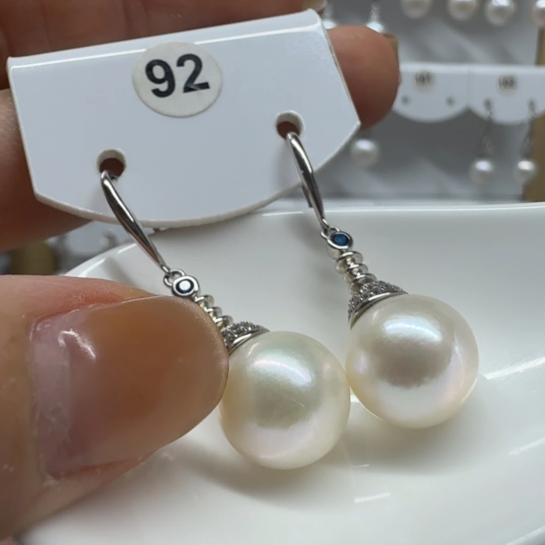 银S925镶嵌耳饰淡水珍珠珍珠