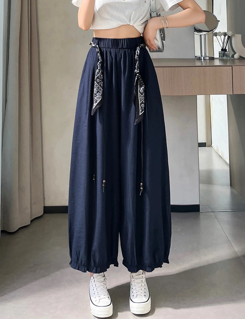 【1883】服#松紧腰直筒宽松花苞休闲裤