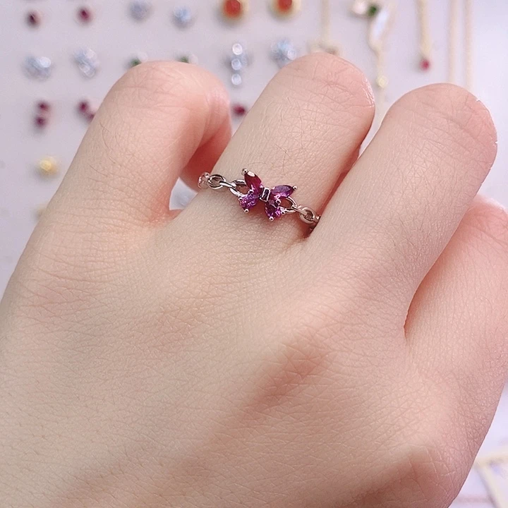 石榴石戒指银S925镶嵌