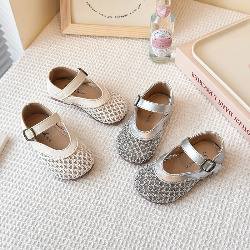 23-35韩版洋气百搭女童包头镂空网纱编织包头简约ins风凉鞋1062