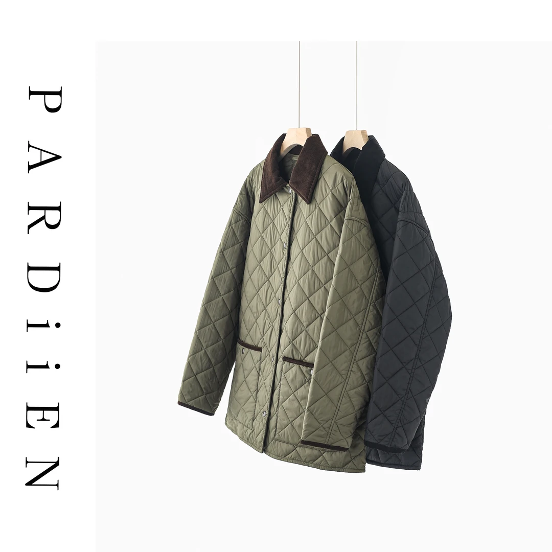 【北总严选】帕迪恩菱格丝绒领棉服外套9352