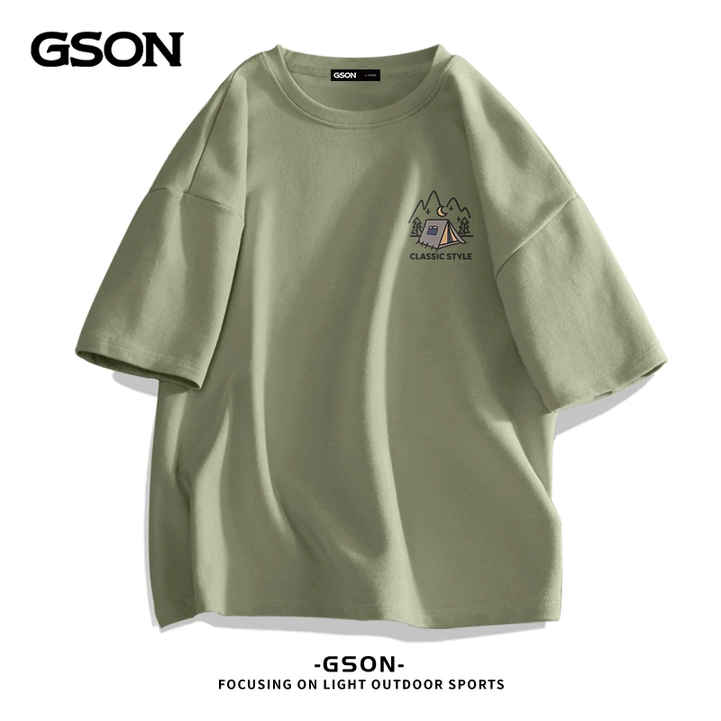 GSON潮牌百搭简约纯棉短袖男t恤2025夏季透气大学生日系休闲上衣