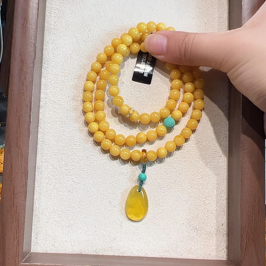 蜜蜡未镶嵌手链6.6mm蜜蜡手串