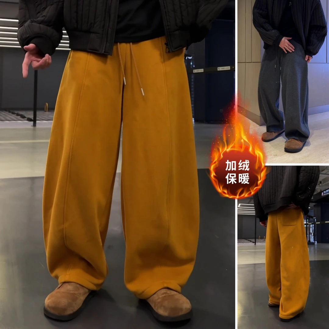 男裤裤子高品质冬款百搭南瓜裤休闲抽绳松紧腰加男士加绒休闲裤