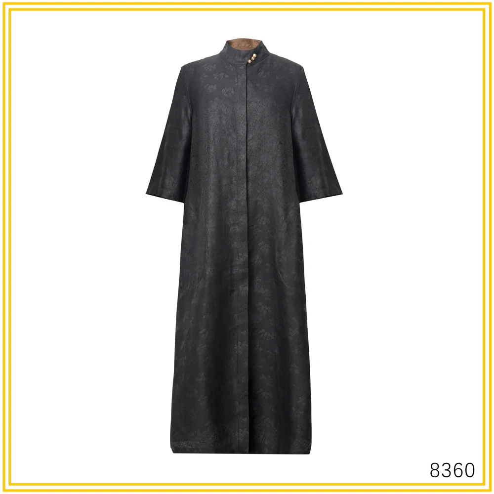 LL 2025秋季新款黑色四经绞罗复古双门襟优雅风衣 8360