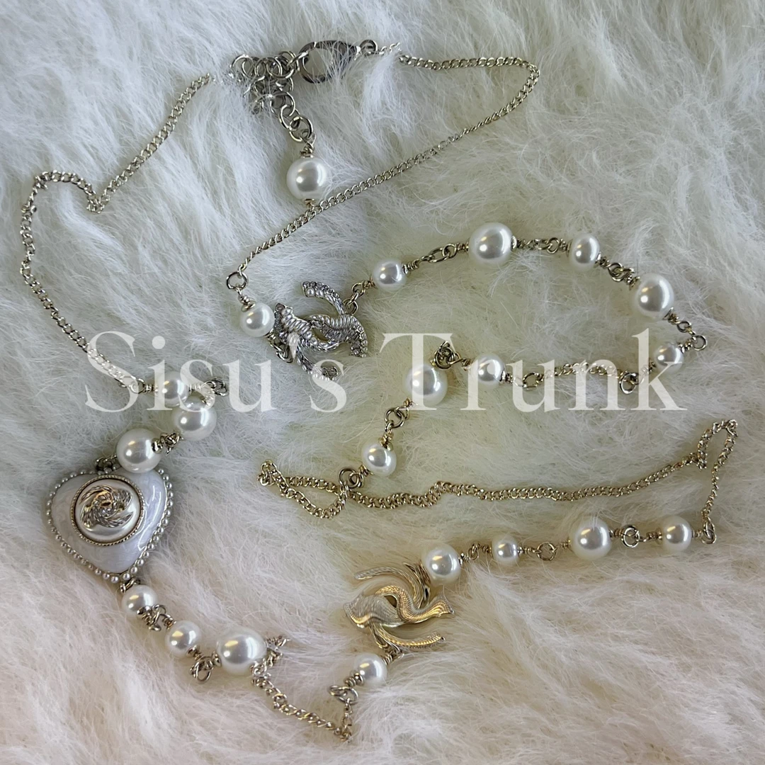 铜仿珍珠项链 SISU【双C】 定制手工双C轻奢爱心珍珠毛衣项链