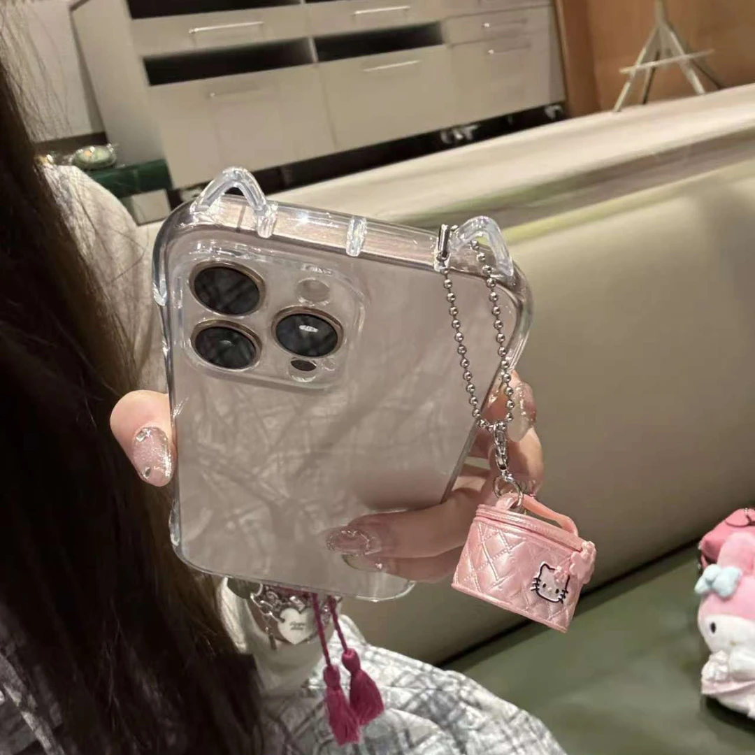 立体猫耳朵透明软胶壳适用于iPhone16promax手机壳15少女心14可爱