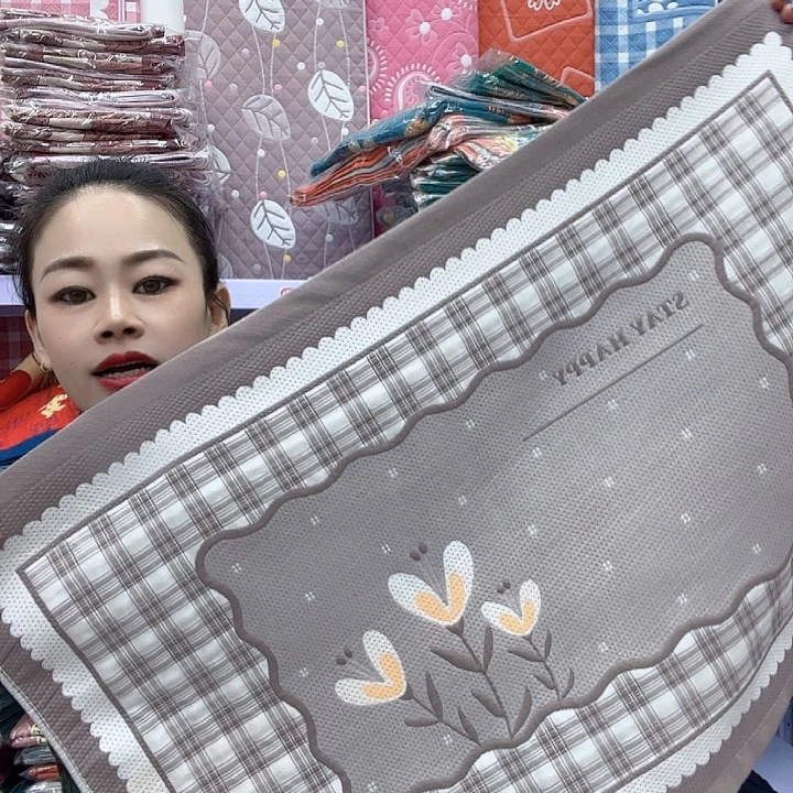 棉咖色三朵花纯棉