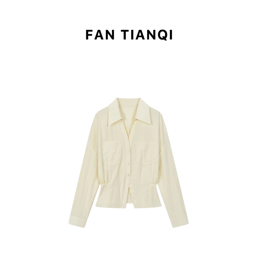 范天奇/FAN TIANQI【纸片腰】肌理感落肩翻领衬衫FJSH51260