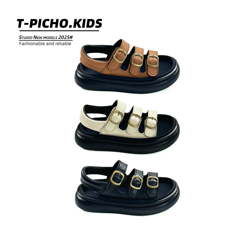 【儿童凉鞋】（头层牛皮）2025夏季新款男童休闲鞋女童软底沙滩鞋-908