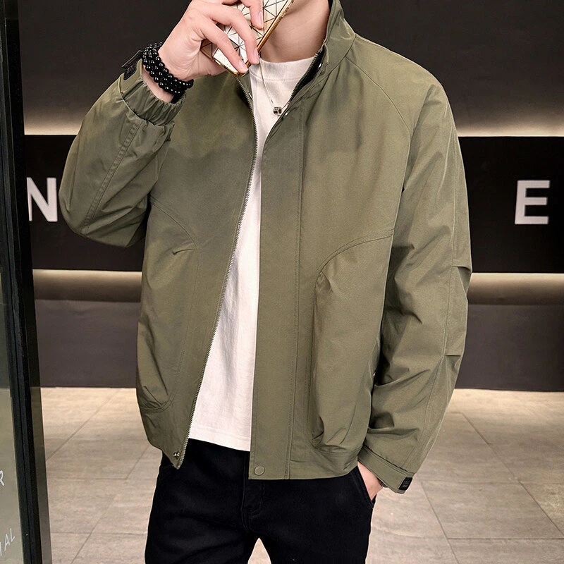 男士外套春秋高级感男装立领翻领2025新款百搭休闲户外夹克外套男