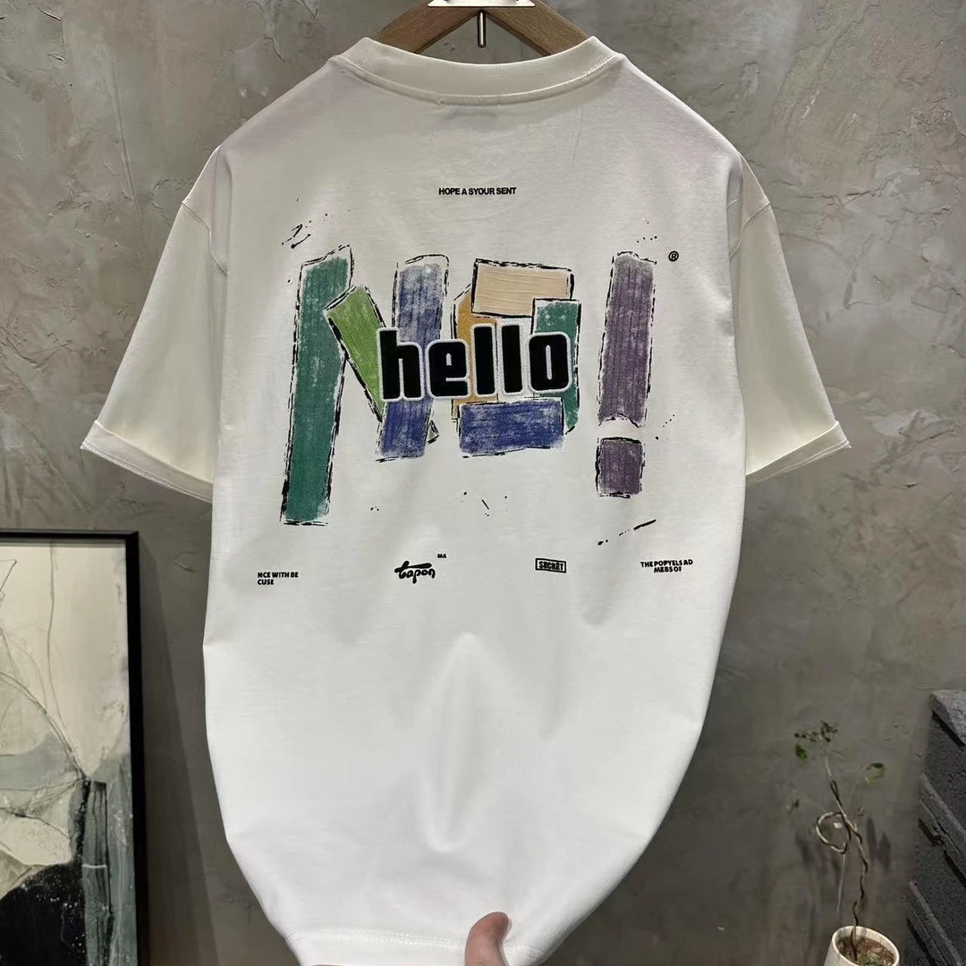 背心男款潮牌男士休闲短袖潮流T恤宽松百搭字母印花圆领上衣半袖