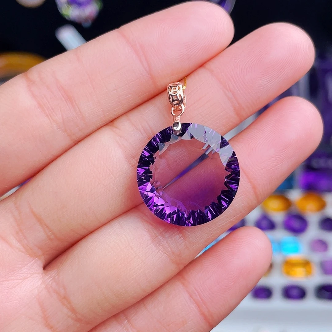 颈饰银S925镶嵌紫晶天然保真