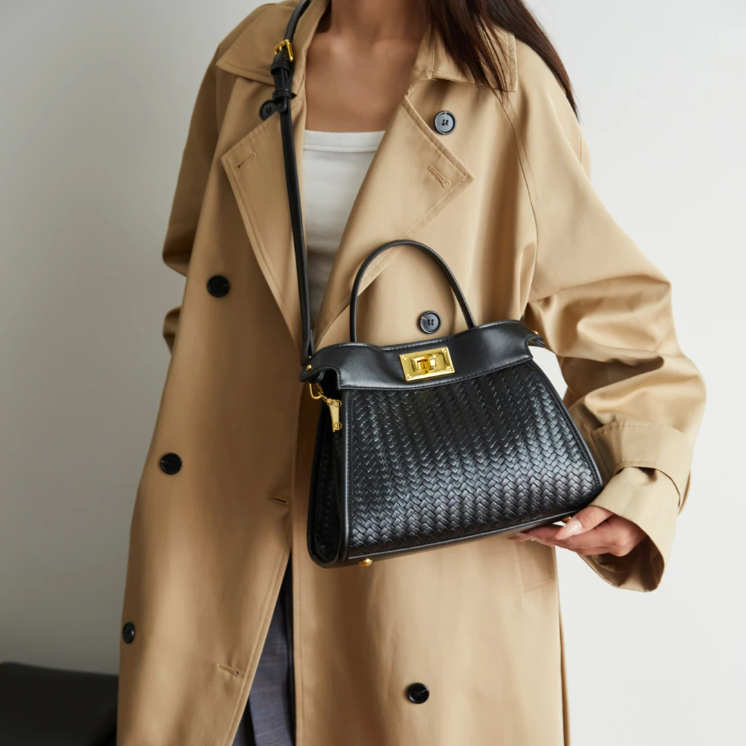 2025秋季小众百搭轻奢编织复古单肩斜挎凯莉包-9813