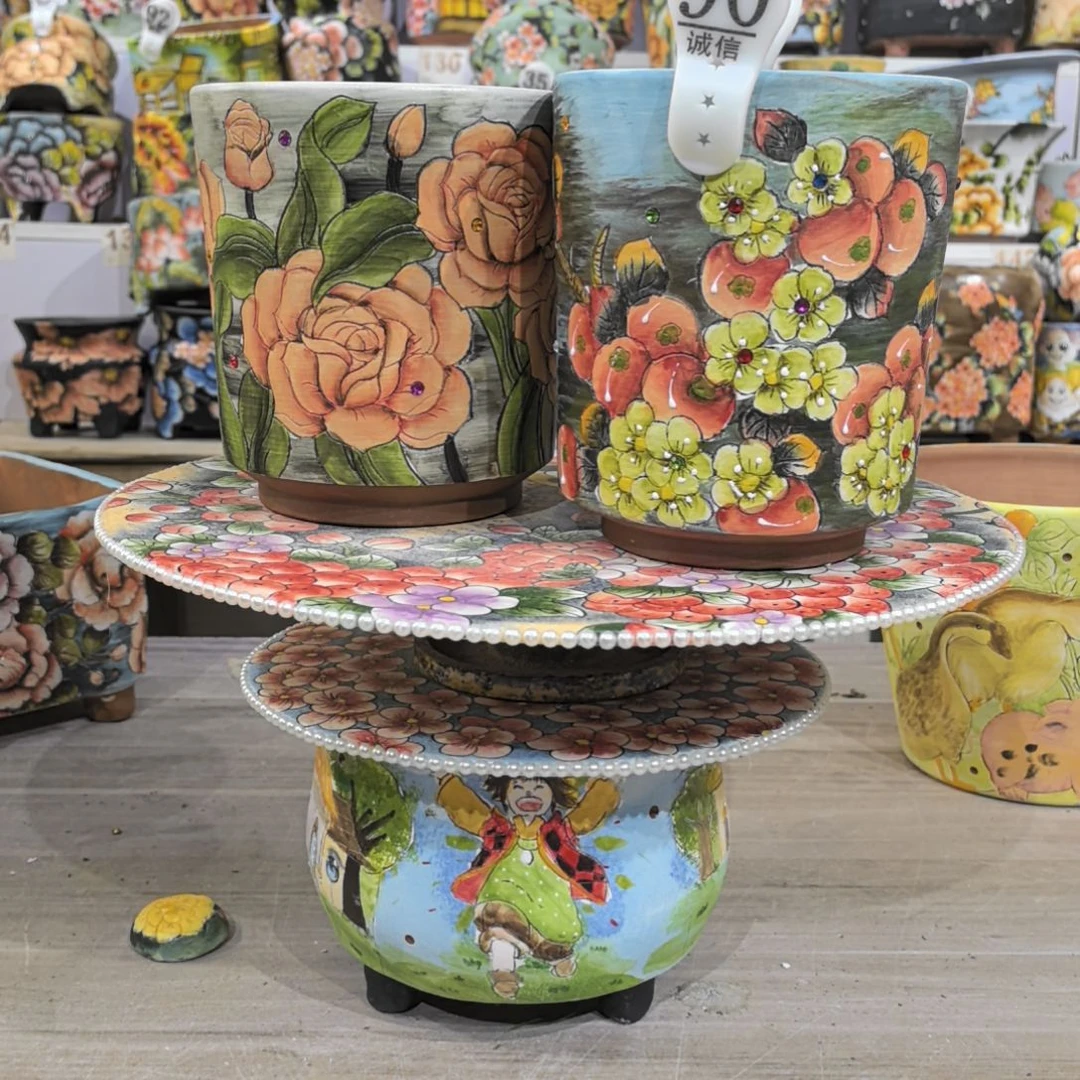 红泥花盆景德镇陶瓷