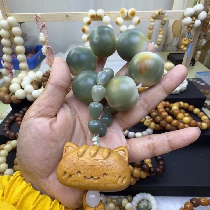风***.菩提根/象牙果手串卡27干磨绿瓜手捻