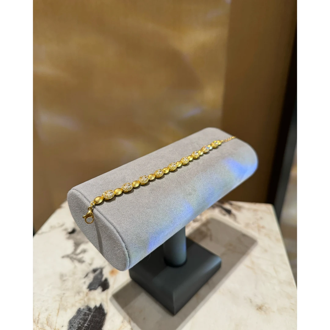 铜合金合成锆石手链 鸽子蛋镶嵌锆石手链 P0667