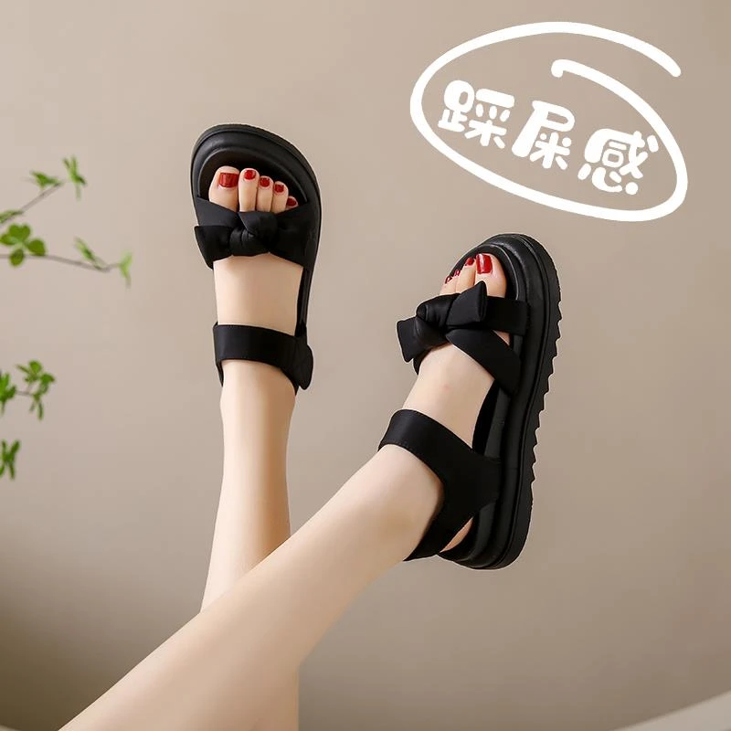 软底凉鞋女款2025爆款夏季外穿黑色软底不累脚小码34孕妇沙滩凉拖