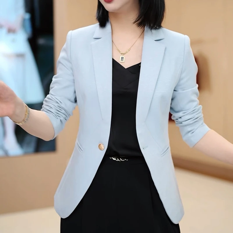 气质女神一粒扣小个子西装外套2025春秋新款休闲西服上衣