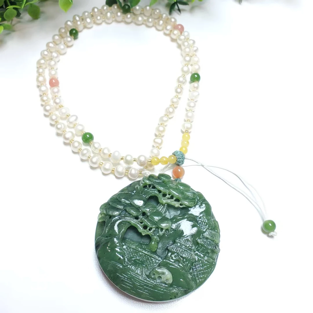 S264【赵小姐】和田玉雕花项链