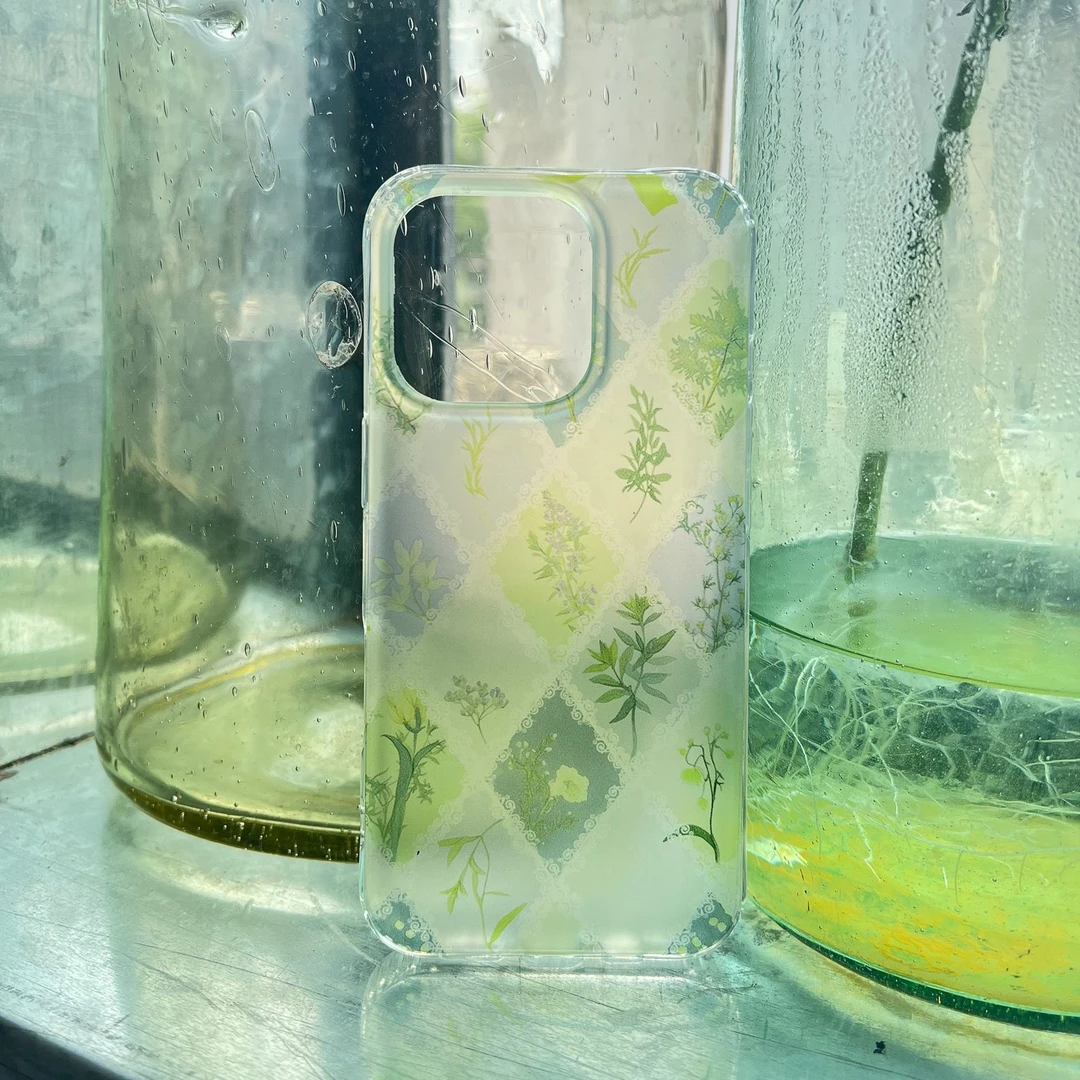 叶菽原创《菱草》新中式国风高级IMD双层苹果16/17/15promax手机壳