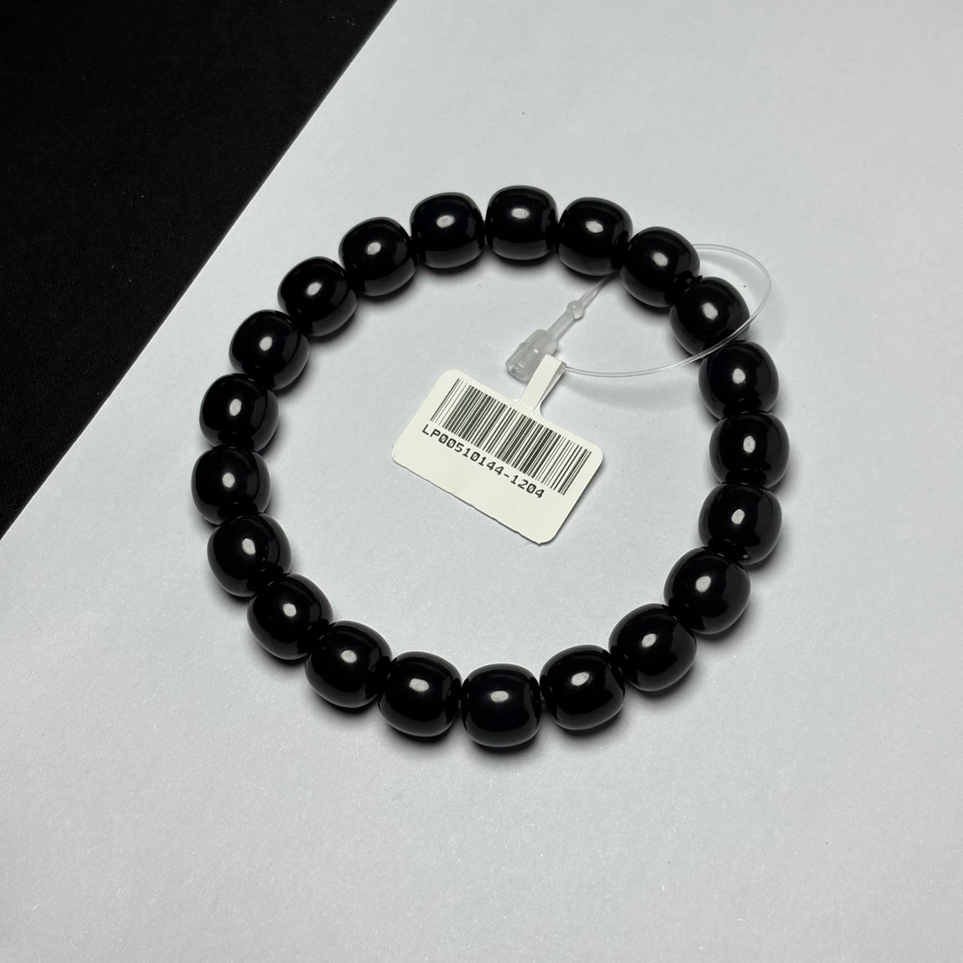 【吉玉0144-1204】和田玉墨玉手串9x10mm