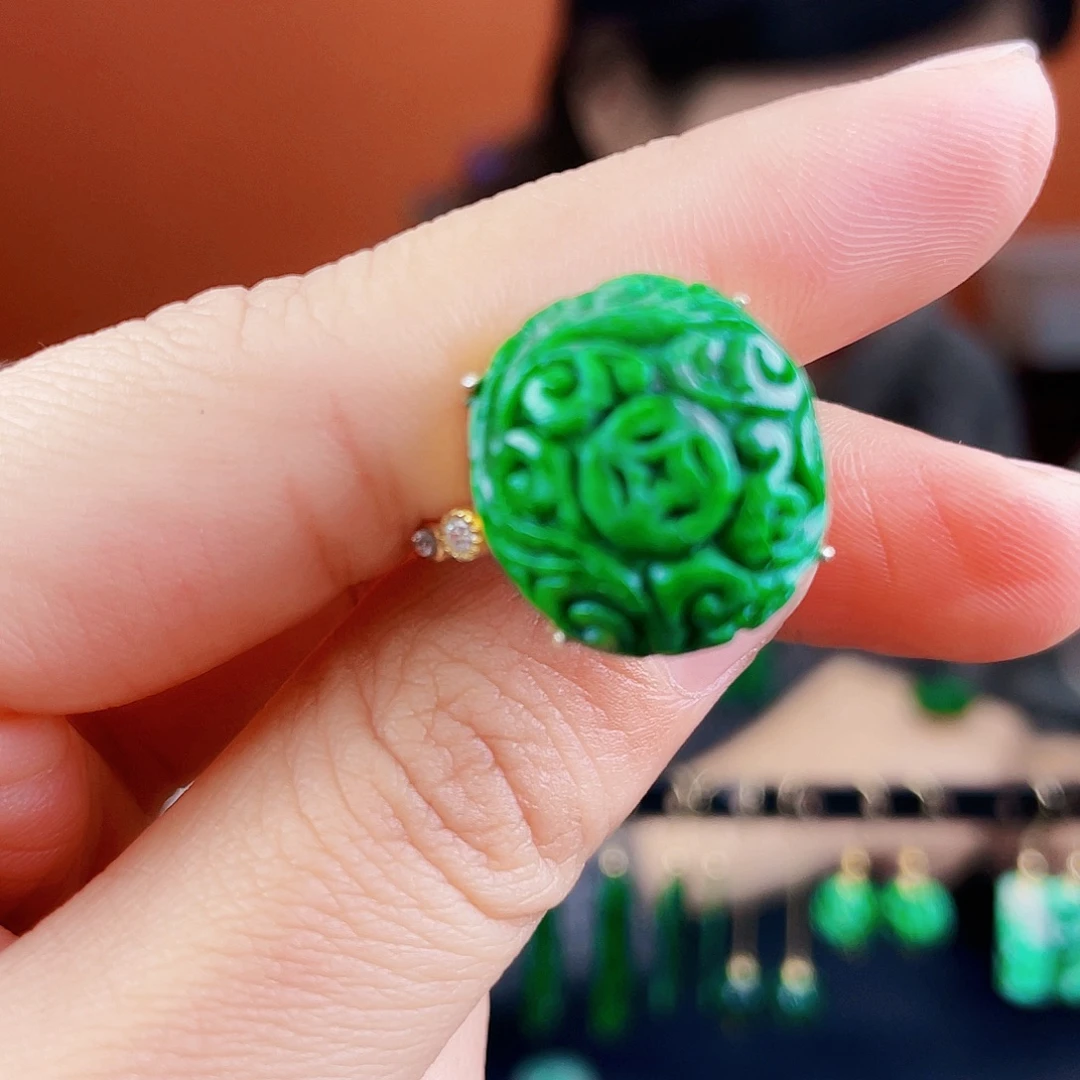 翡翠银S925镶嵌耳饰