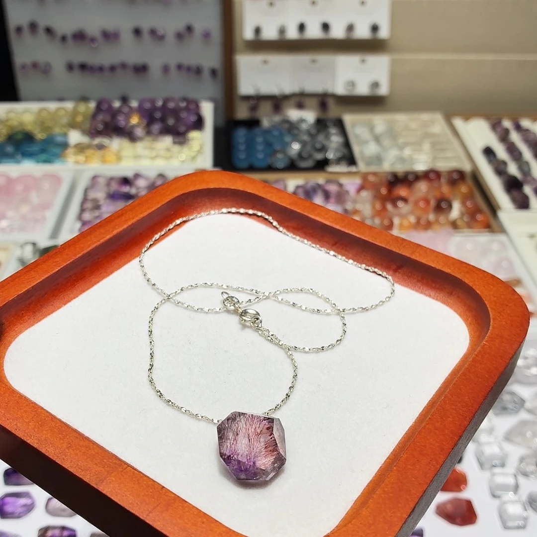 未镶嵌水晶吊坠(不含链)紫超七 随形 打孔定制不退换