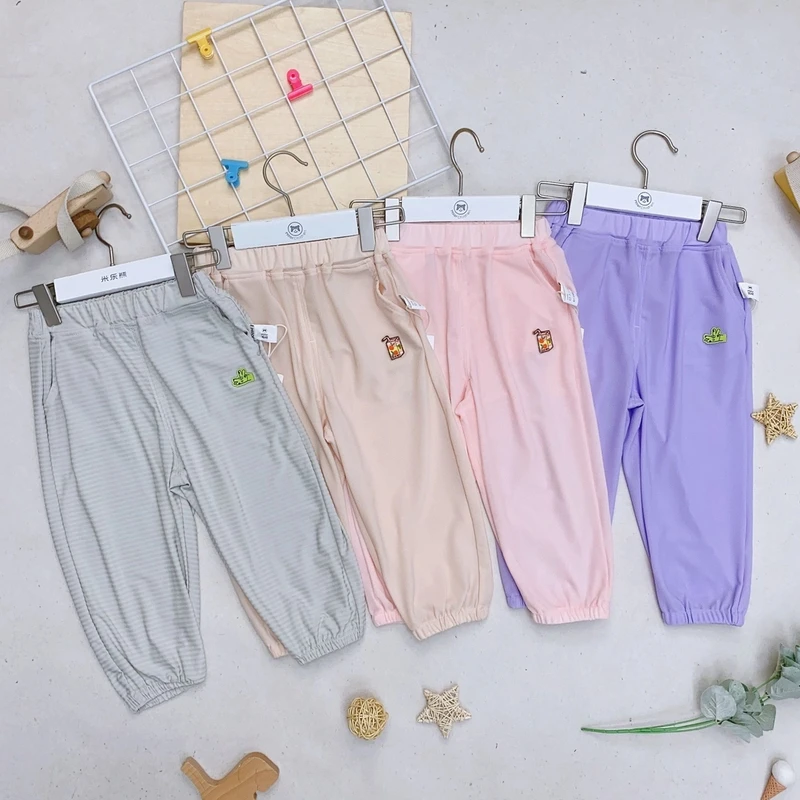 0221米乐熊 男女宝宝针织防蚊裤裤子儿童运动童装夏款