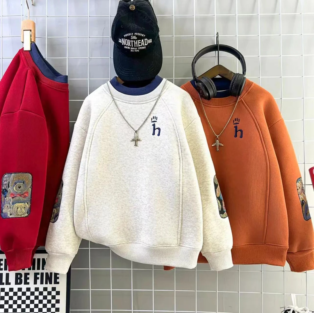 【韩系加厚卫衣】冬款加绒加厚百搭中大童帅气打底衫