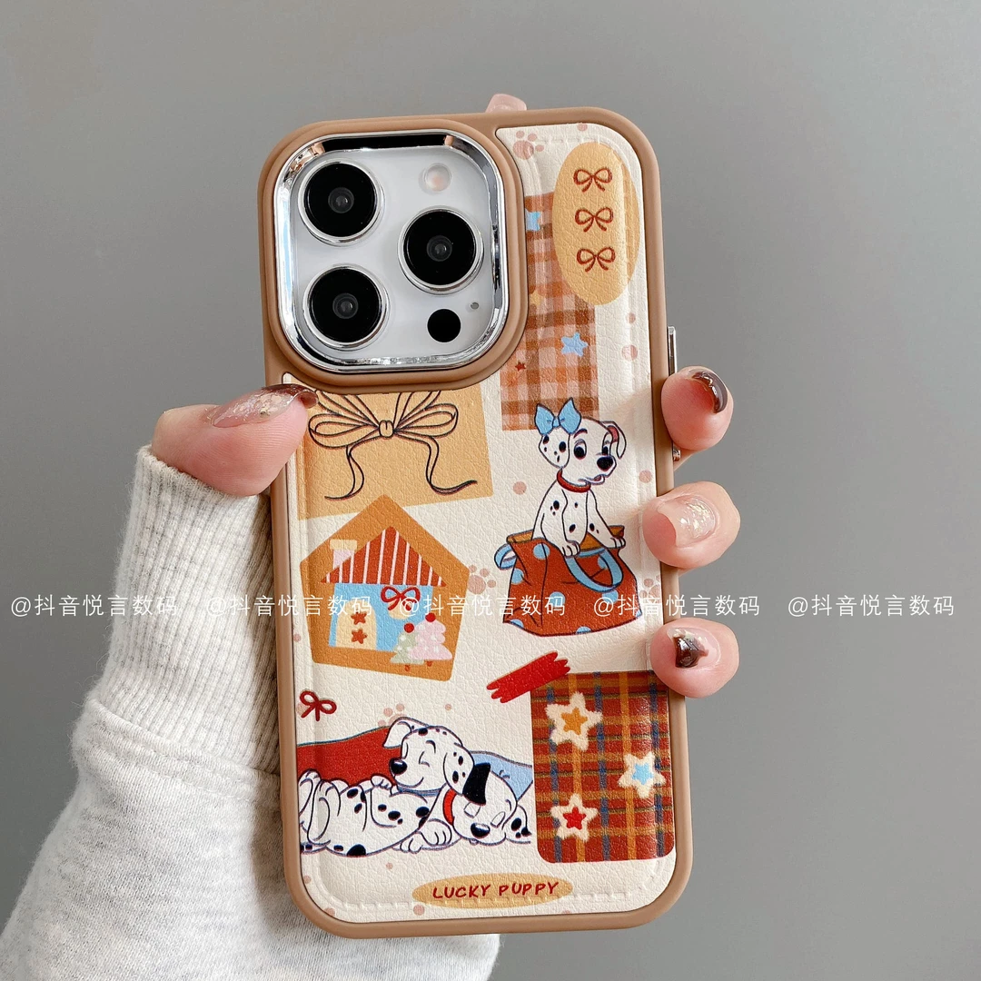 镜框鼓皮适用iphone17promax苹果16手机壳15/14/13/12华为斑点狗
