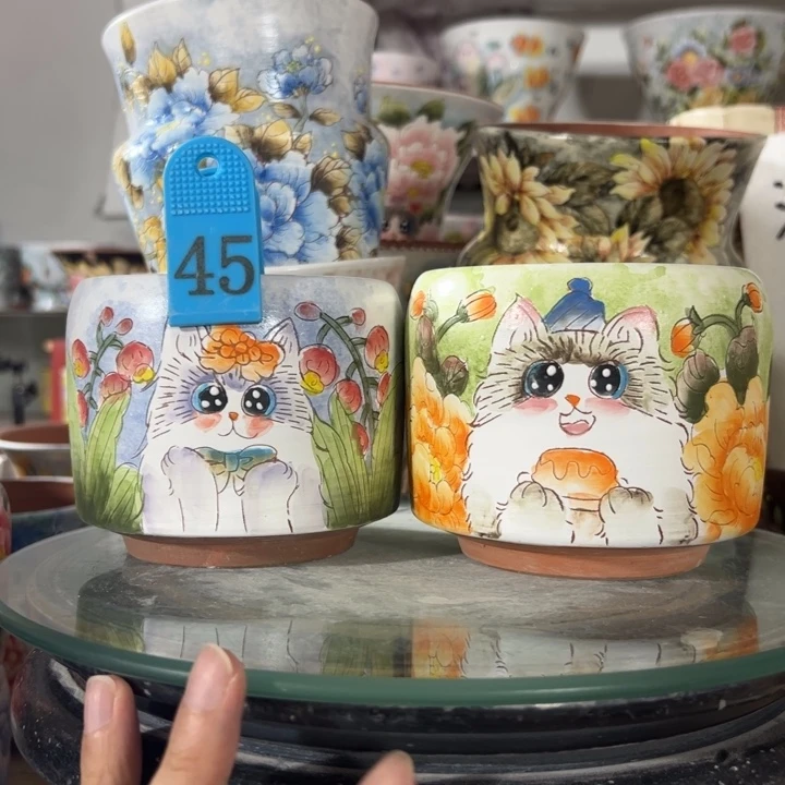 景德镇手绘花盆满38包邮偏远地区除外