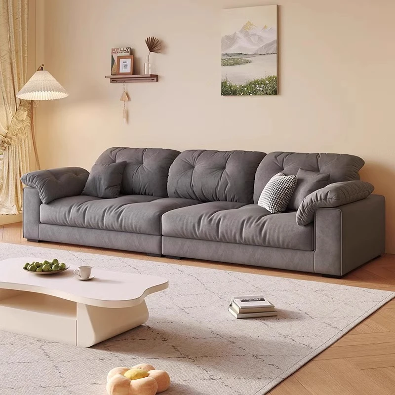 软居逸品现代简约风高级绒布艺沙发家用小户型客厅直排三人位沙发