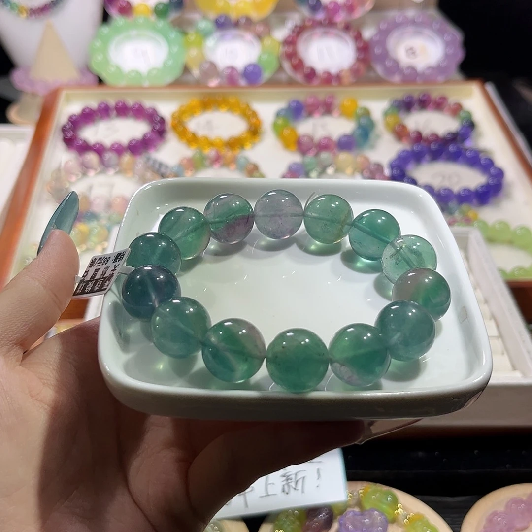 未镶嵌手链萤石16mm浓绿
